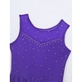 thumbnail image 5 of Fldy Kids Girls Rhinestone Mesh Splice Ballet Leotard Skirt Lyrical Dance Ice Skating Dress Violet 12, 5 of 7
