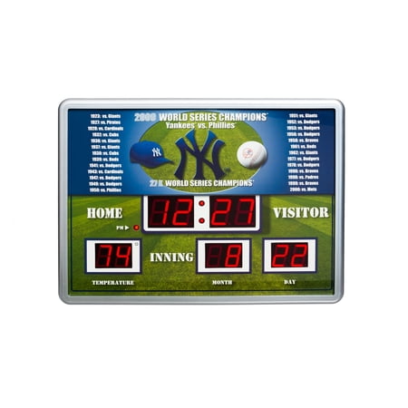 Team Sports America MLB ScoreBoard Wall Clock with Thermometer