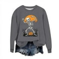 thumbnail image 3 of Craaazy Halloween Sweatshirt Long Sleeved Crewneck Shirts Halloween Spooky Season Ghost Print Tops Halloween Pullover Gifts For Women, 3 of 6