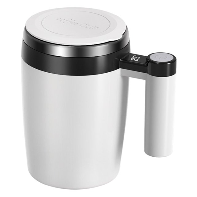 1Pc Self Stirring Mug - Rechargeable Electric Smart Coffee Mug with Temperature LCD,Magnetic Coffee Stirrer Mug,Self Stirring Coffee Mug Self Heating Coffee Cup,Rotating Home Office Travel Mixing Cup