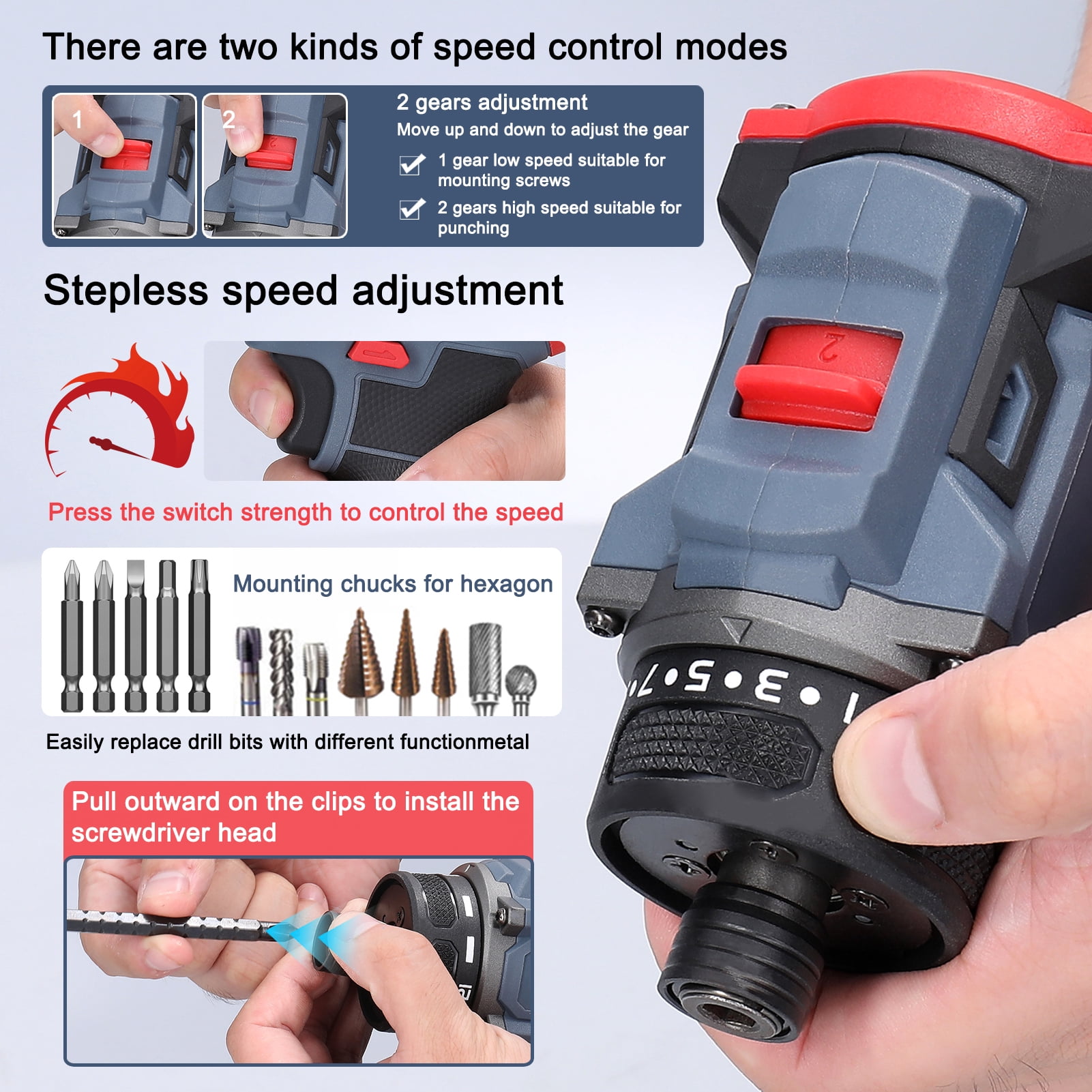 Electric 21V Multi-function Electric Screwdriver 55Nm  Brushless Motor Practical Screw Driver For Home Appliances Furniture Installation Automotive Electronics Repairing