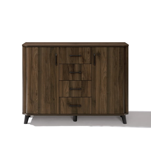 LuxenHome 47.2" W Accent Cabinet with Doors, Mid-Century Storage Cabinet for Living Room, Dining Room, Entryway, Dark Walnut