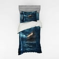 thumbnail image 1 of Nature Duvet Cover Set, Old Nostalgic Wooden Boat Ship During Rain and Thunder Storm Scary Dramatic Scene, Bedding Set with Shams and Fitted Sheet, 3 Sizes, by Ambesonne, 1 of 3