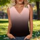 thumbnail image 2 of Mujeres sin mangas Tops de verano gradiente color fuera de posición impresión V-cuello blusa casual Mujeres V-cuello de verano Tops, 2 of 6