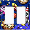 thumbnail image 2 of Metal Light Switch Wall Plate Outlet Cover (Spaceship UFO Astronaut Rocket Outerspace Star Dark Purple- Double Rocker), 2 of 2