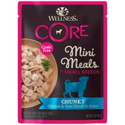 Wellness CORE Natural Grain Free Small Breed Mini Meals Wet Dog Food, Chunky Chicken & Tuna Dinner in Gravy, 3-Ounce Pouch (Pack of 12)