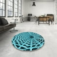 thumbnail image 3 of Ahgly Company Indoor Round Patterned Teal Green Area Rugs, 4' Round, 3 of 6