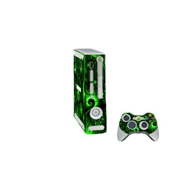 Microsoft Xbox 360 Original GREEN SWIRLS Console Skin