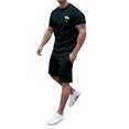 thumbnail image 2 of Men's Spring Summer 2-Piece Outfit, Casual Muscle Fit Short Sleeve Tee and Classic Fit Sport Shorts, Lightweight Tracksuit For Sports and Leisure,Black,S, 2 of 6