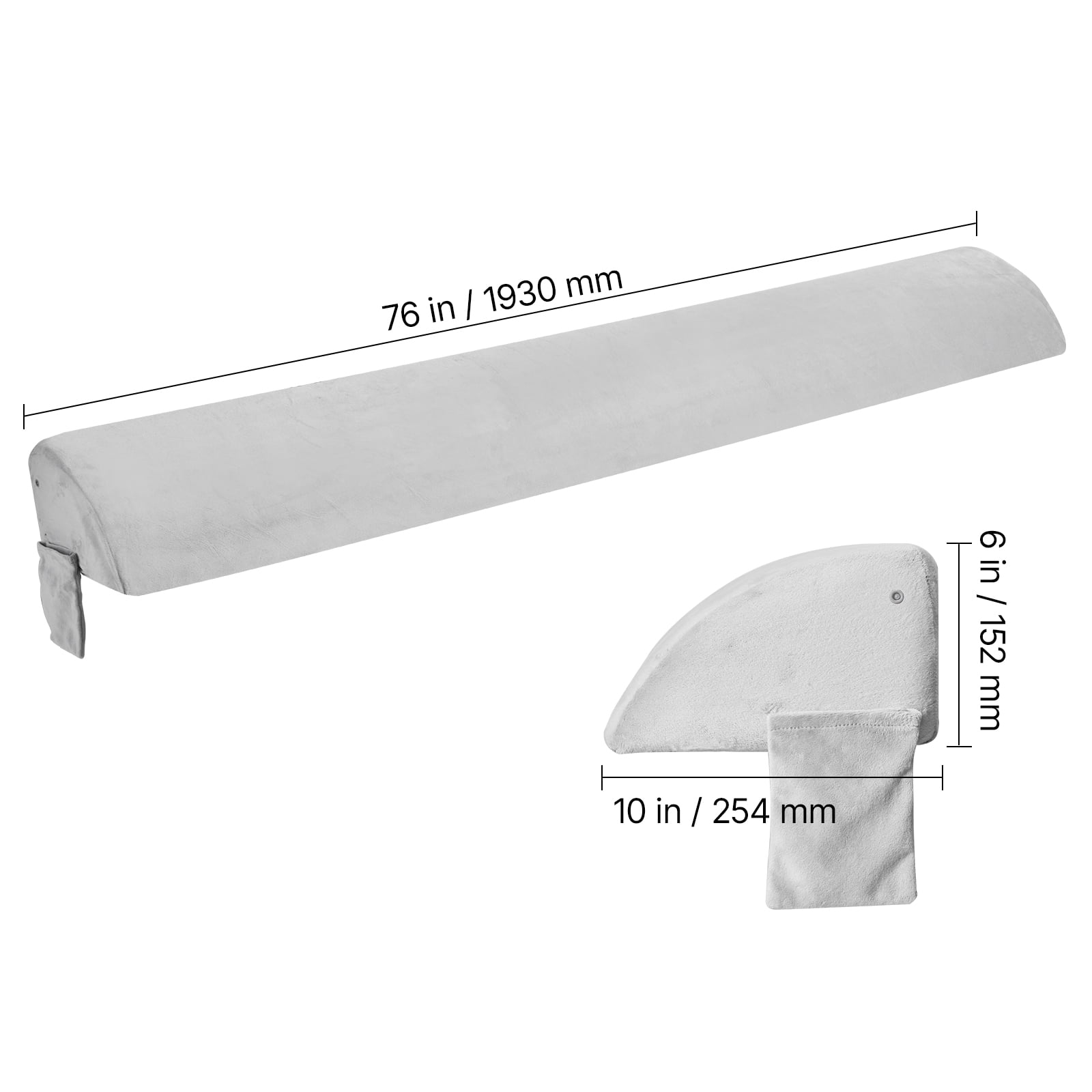 VEVOR Bed Wedge Pillow for Headboard, King Size,76"x10"x6" Bed Gap Filler, Fill 0-7" Gap Between Headboard and Mattress,Soft Plush Mattress Wedge Headboard Pillow with Side Pocket,for Backrest Gray
