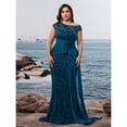 thumbnail image 2 of AURA Plus Size Evening Dress Sequin V Neck Sleeveless Party Long Slim Fit Polyester Summer, 2 of 3