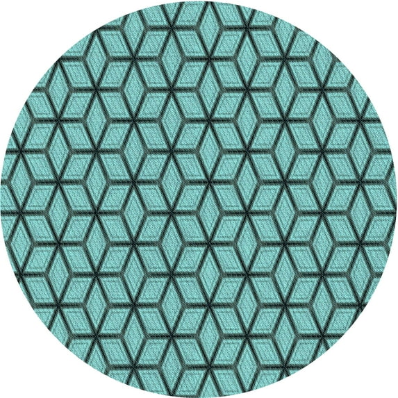Ahgly Company Machine Washable Indoor Round Transitional Turquoise Green Area Rugs, 6' Round