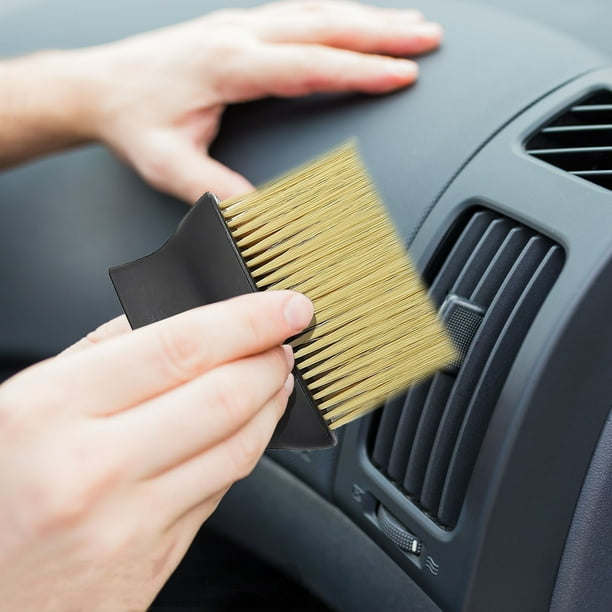 Fiudx Cepillo de Limpieza para Coche, Limpiador de Huecos Interiores, Cerdas Suaves de Fibra Fina, Limpieza Eficaz de Ventilación y Consola, Multiusos, Coche, Ordenador, Hogar, Tamaño Compacto de 11