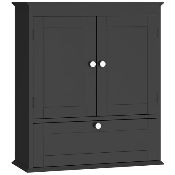 HOMCOM Medicine Cabinet Bathroom Wall Cabinet with Adjustable Shelf, Black