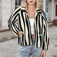 thumbnail image 3 of Jackets for Women Winter Coat Jackets Flannel Stand Collar Jacket(Abstract Wavy Black White Stripes,Size:S-4XL), 3 of 7