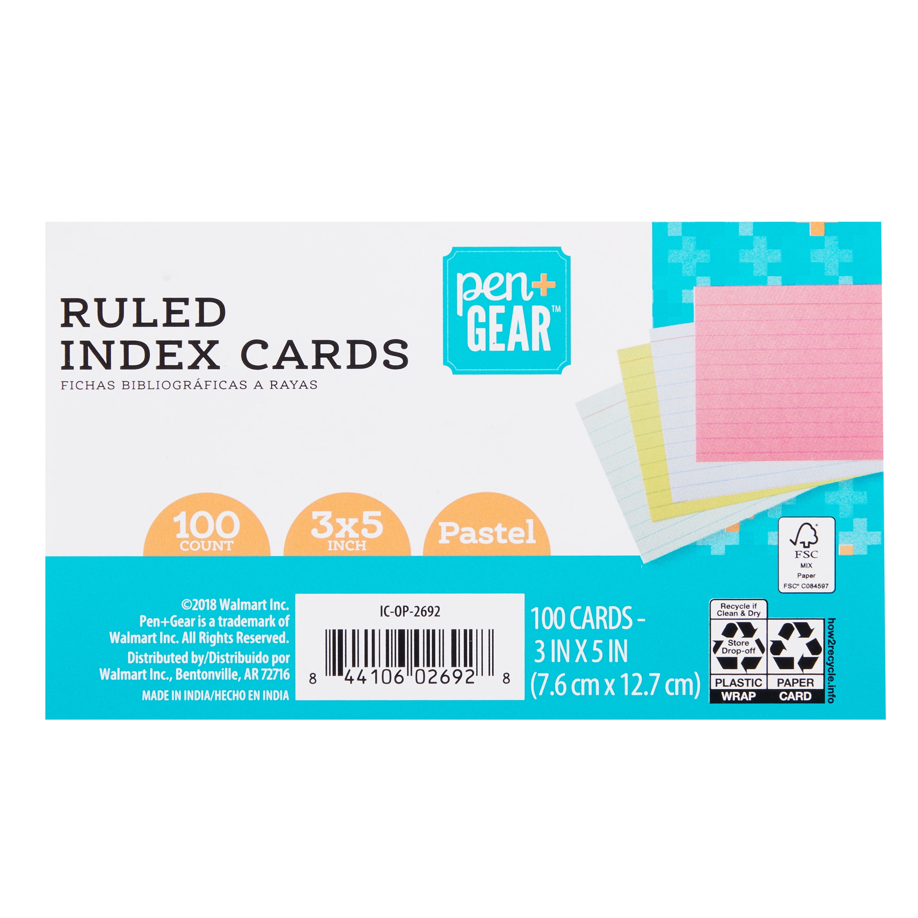 Assorted 300/Pack 1InTheOffice Index Cards 4x6 Ruled Pastel Colored Index Cards 2 Pack 
