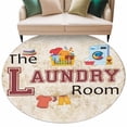 thumbnail image 2 of 8ft Round Rug, Laundry Room Non-Skid Rubber Backing Large Area Rugs - Living Room Bedroom Home Office, Rustic Farmhouse Washing Machine Clothes Indoor Floor Mat Carpets Washable Rug, 2 of 9