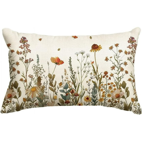 Housse de Coussin 12x20 Fleurs d'Automne 20 Pouces 12x20 Pouces Saisonnier Floral d'Automne Action de Grâce Récolte Housse de Coussin Décor Canapé Multicolore