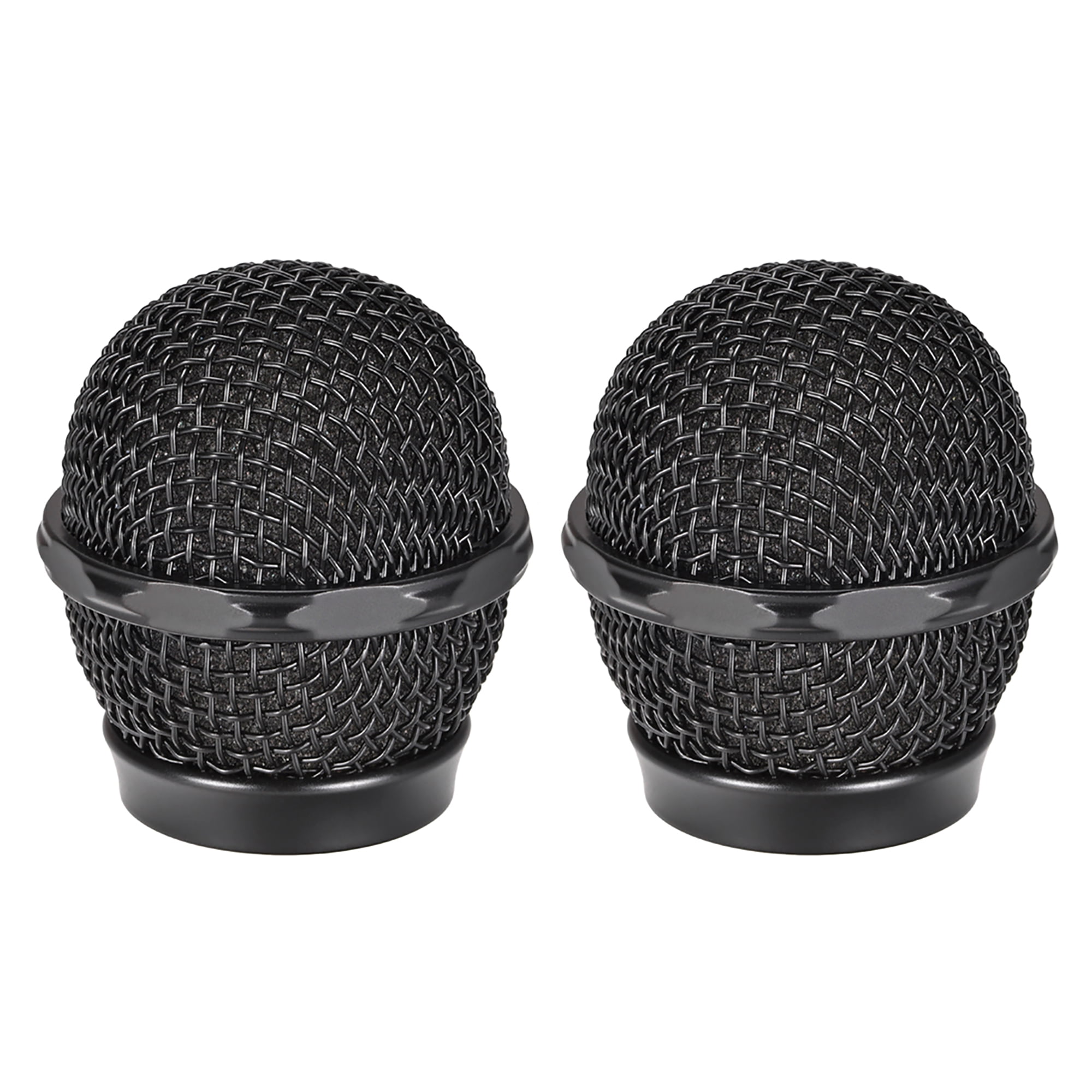 Black Microphone Ball Head Mesh Grille Metal with Grey Inner Foam