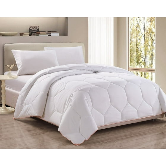 Hexagonal Pattern White Down Alternative Comforter Duvet Insert Queen Orange Border Corner Tabs Help Keep From Shifting Inside