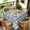 Blue Plaid, variant on Floral Square Tablecloth 70x70 Inch, Yellow Floral Watercolor Table Cloth, Waterproof Wrinkle Resistant Tablecloth, Spring Summer Decoration for Holiday Kitchen Dining Room