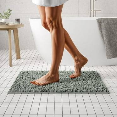 Mayshine Luxury Bathroom Mats, Super Soft Plush Shaggy Bathmat, Non-Slip, Sage Green, 20" x 32"