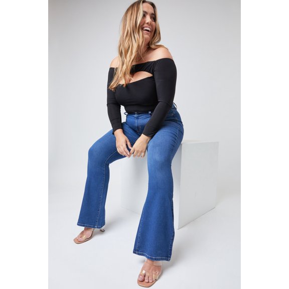 YMI Jeans Women's Plus Size Hyper Denim Super Stretchy Flare Jean