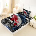 thumbnail image 4 of Manfei Vintage Fish Print Twin Sheets,Retro Flag Bedding,Navy Red White,3-Piece,1 Fitted Sheet and 1 Pillowcase, 4 of 6