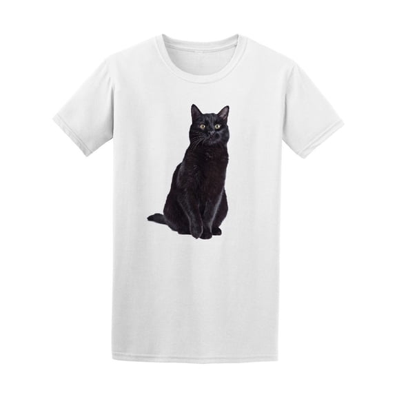 Beautiful Black Cat Picture Tee Men's -Image by Shutterstock