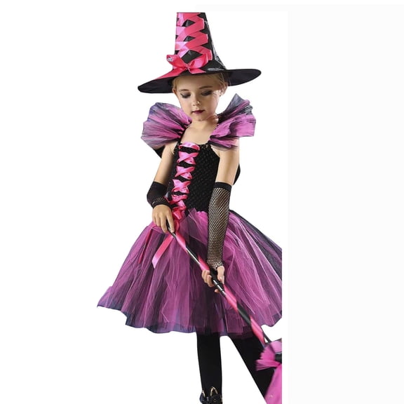 NinXxx Crazy Shaggy Tulle Masquerade Prom Halloween Child Dress Pink 5-6 Years