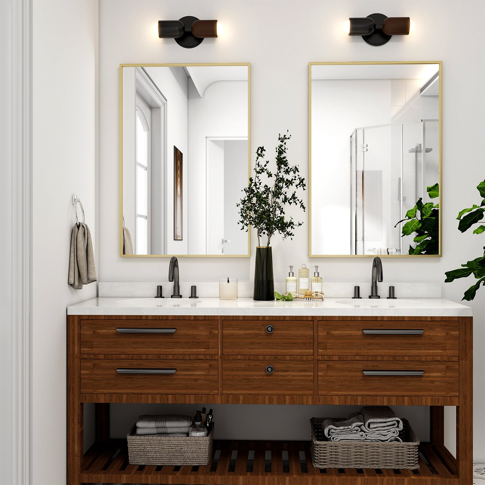Easy4Home 28"x20" Rectangular Bathroom Mirror Decorative Wall Mounted Vanity