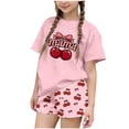 thumbnail image 2 of ITSAME Girls Outfits 2-Piece, Fashion Print Crewneck T-Shirts and Shorts Summer Loose Casual Clothes Set Pink Size 12, 2 of 6