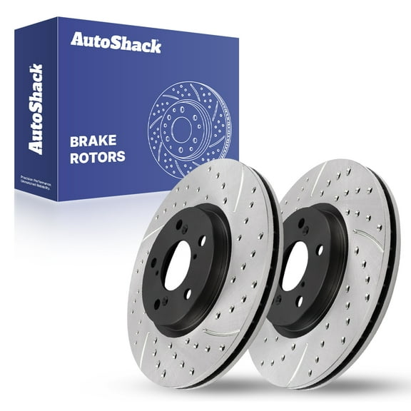 AutoShack Front Vented Drilled & Slotted E-Coated Brake Rotors 2-PC Set Replacement for 2006-2014 Honda Ridgeline ShadowGuard 12.6" (320 mm)