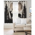thumbnail image 2 of Retro Elk Blackout Curtains 63 Inch Length Black Elk Sunset Forest Animal Modern Art Nature Thermal Insulated Window Curtain Window Drapes 2 Panels for Bedroom Living Room 52"Wx63"L, 2 of 9