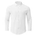 thumbnail image 3 of Chemises en Lin pour Hommes à Manches Longues, Boutonnées, Décontractées, Coupe Régulière, Été, Plage, 3 of 7