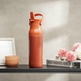 thumbnail image 4 of Zak Designs Harmony Water Bottle for Travel or At Home, 32oz Recycled Stainless Steel is Leak-Proof and Vacuum Insulated with Straw Lid and Carry Handle (Sienna Red), 4 of 9