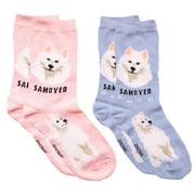 Foozys Unisex Fun Crazy Crew Socks 2 Pairs | Canine Dog Collection | Samoyed