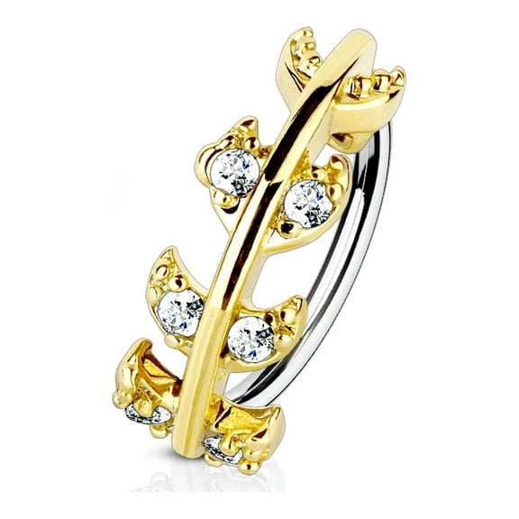 Nose & Cartilage Bendable Hoop Ring with CZ Paved Vine Top S. Steel 18g or 20g