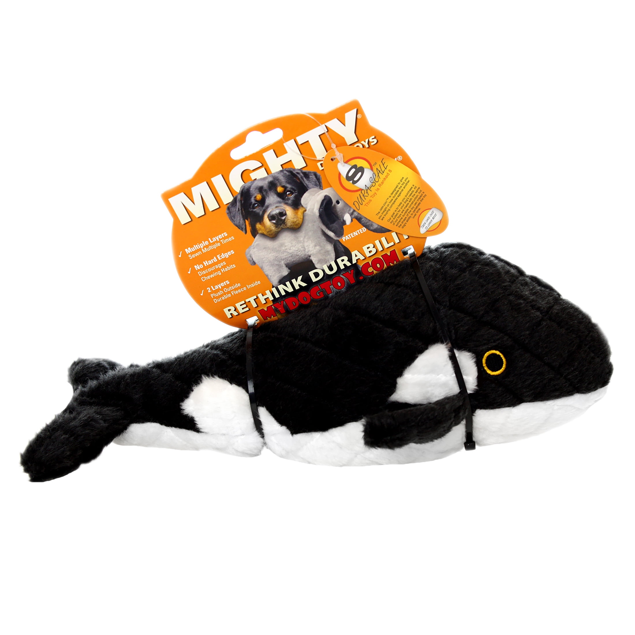 Mighty Ocean Whale Durable Plush Squeaky Dog Toy