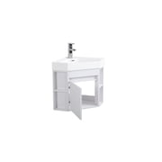 Tennant Brand 18 White Corner Bathroom Vanity with Matte Solid Surface