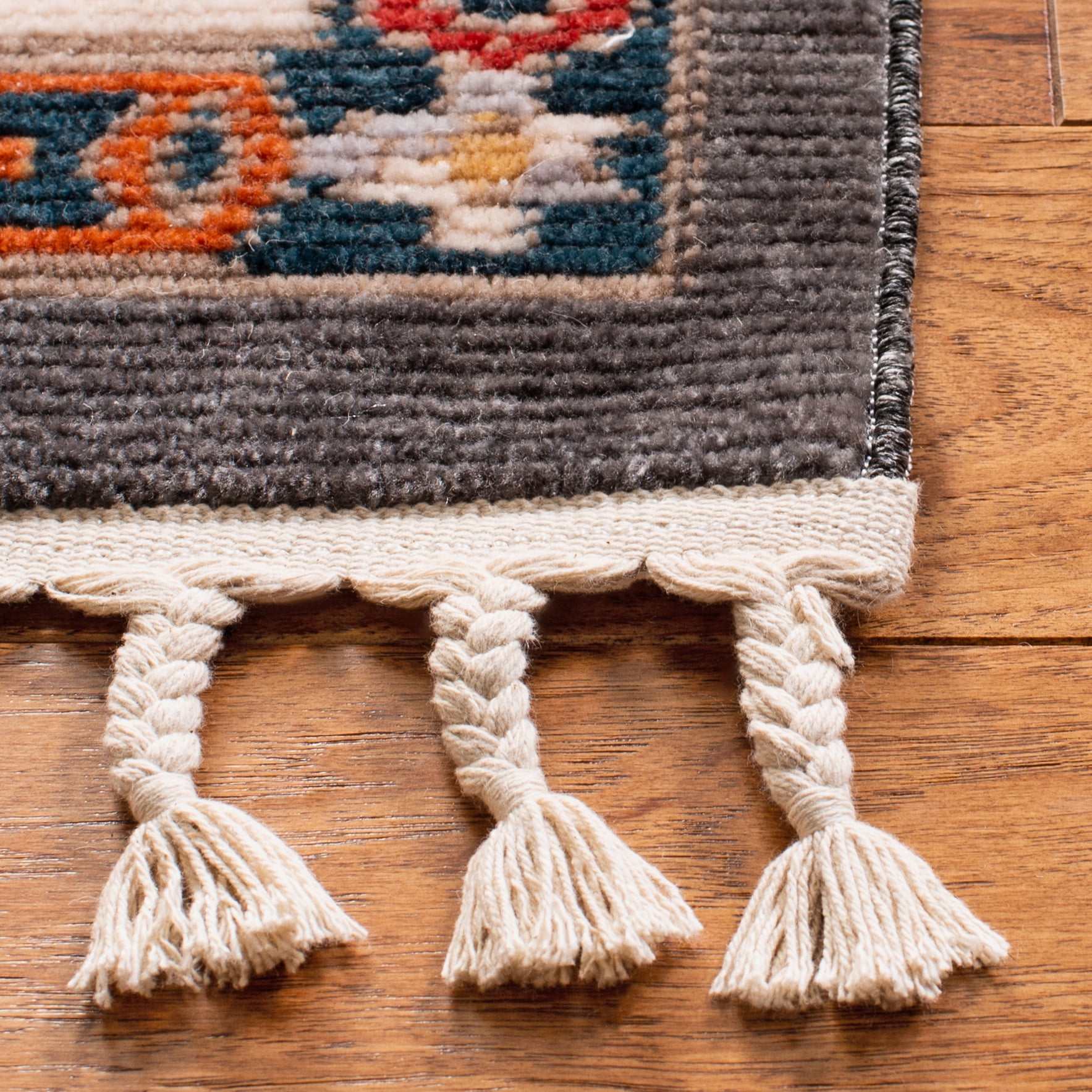 Safavieh Farmhouse Kiersten Oriental Runner Rug, Charcoal/Ivory, 2'1" x 8'