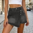 thumbnail image 2 of JTieacloth Stylish Casual Denim Mini Skirt With Asymmetric Hem For A Slimming And,Women's Skirts(Gray), 2 of 6
