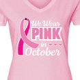 thumbnail image 4 of Inktastic Breast Cancer Awareness We Wear Pink in October Women's V-Neck T-Shirt, 4 of 5