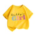 thumbnail image 2 of piuwrlz Kid Short Tops for Girls Short T-Shirts Sleeve Fashionable Printed Round Neck Blouses Cotton T Shirt Top Yellow Size 2-3 Years, 2 of 9