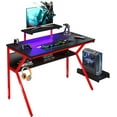 thumbnail image 6 of Bestier 44 inch Gaming Desk with Monitor Stand & CPU Stand Red, 6 of 7