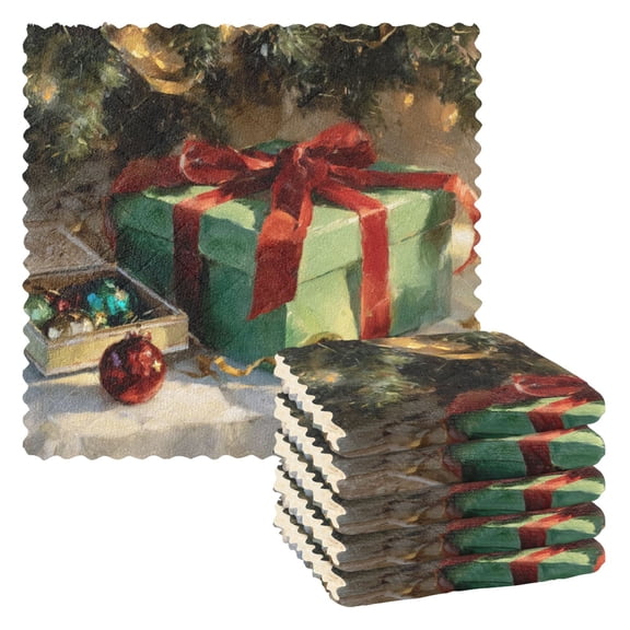6 Pieces of Kitchen Towels 11x11Inch Kitchen Dish Cloths Kitchen Dish Towels Reuseable Cleaning Cloths Green Christmas Gifts