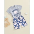 thumbnail image 2 of Suealasg Toddler Baby Boy Baseball Clothes 6M 1T 2T 3T 4T Letter Short Sleeve Round Neck T-Shirt +Elastic Waist Shorts Set Little Boys Summer 2Pcs Outfits, 2 of 8