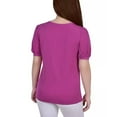 thumbnail image 2 of Petite Short Puff Sleeve Mesh Inset Top Magenta PM, 2 of 5