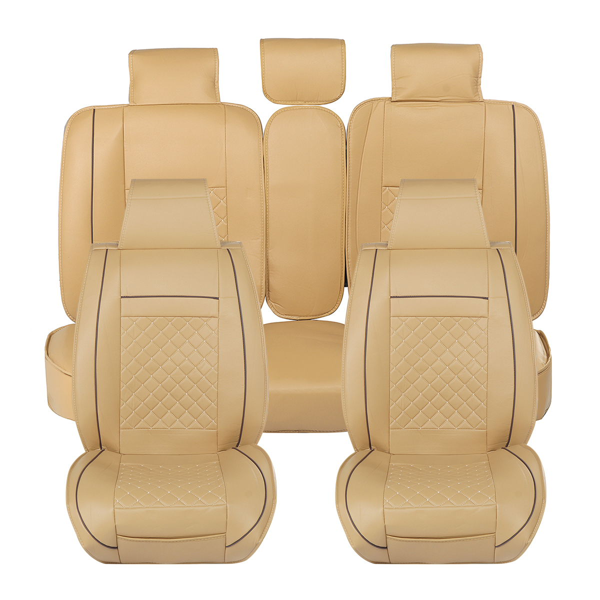 1/5 Seats Universal Car Seat Covers Full Set, Waterproof PU Leather Car  Seat Covers, Front and Rear Split Bench Protection, Easy to Install,  Universal Fit for Auto Truck Van SUV