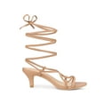thumbnail image 3 of BLISSFUL STEP Women's Strappy Lace Up Kitten Heels Sandals Nude (Size 9), 3 of 7